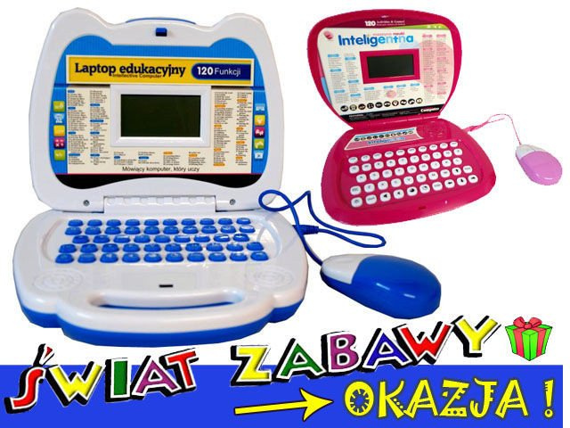 LAPTOP z MYSZKĄ PL-ANG 120 PROGRAMÓW - 2 KOLORY !